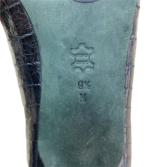 Donald J Pliner Sz 9.5 Black Leather Crocodile Skin Pattern Peep Toe Heels - Picture 9 of 10